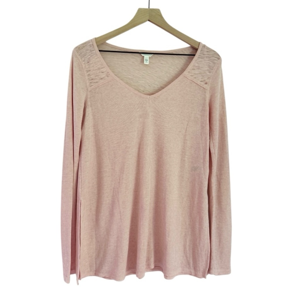 NWT Aeropostale Women’s‎ Long Sleeve V Neck Top Side Slits Pink Size Small